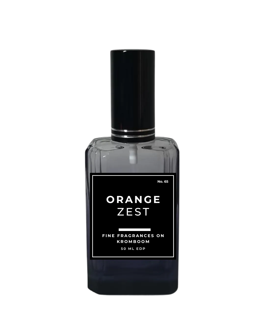 Perfume bottle labeled 'Orange Zest' on a white background by Fine Fragrances on Kromboom