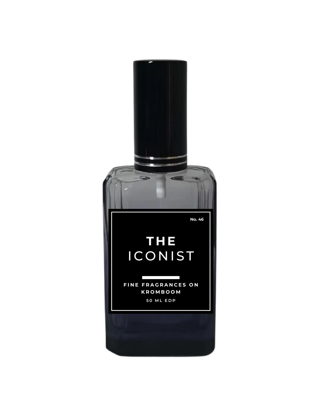 Perfume bottle labeled 'The Iconist' on a white background by Fine Fragrances on Kromboom