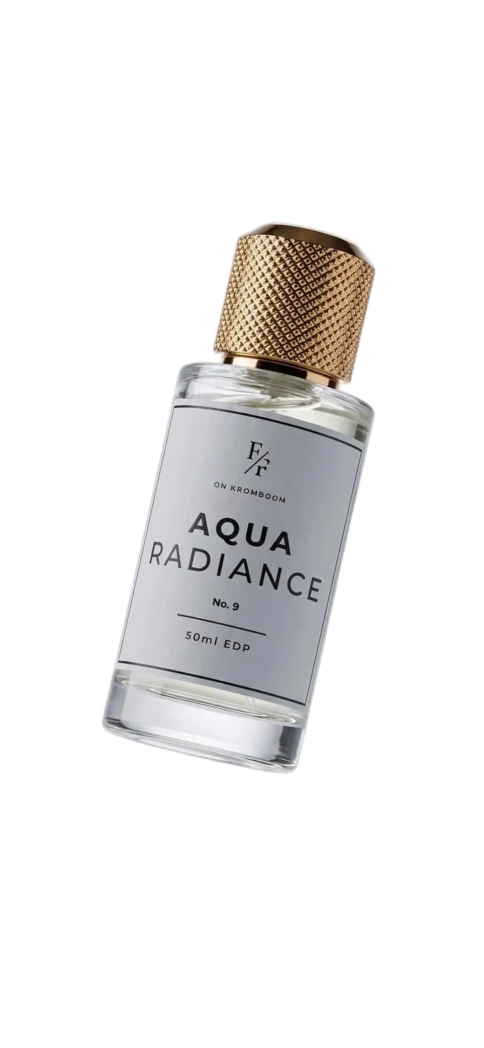 A 50ml EDP bottle of Aqua Radiance by Fine Fragrances on Kromboom