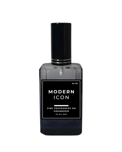 Perfume bottle labeled 'Modern Icon' on a white background by Fine Fragrances on Kromboom
