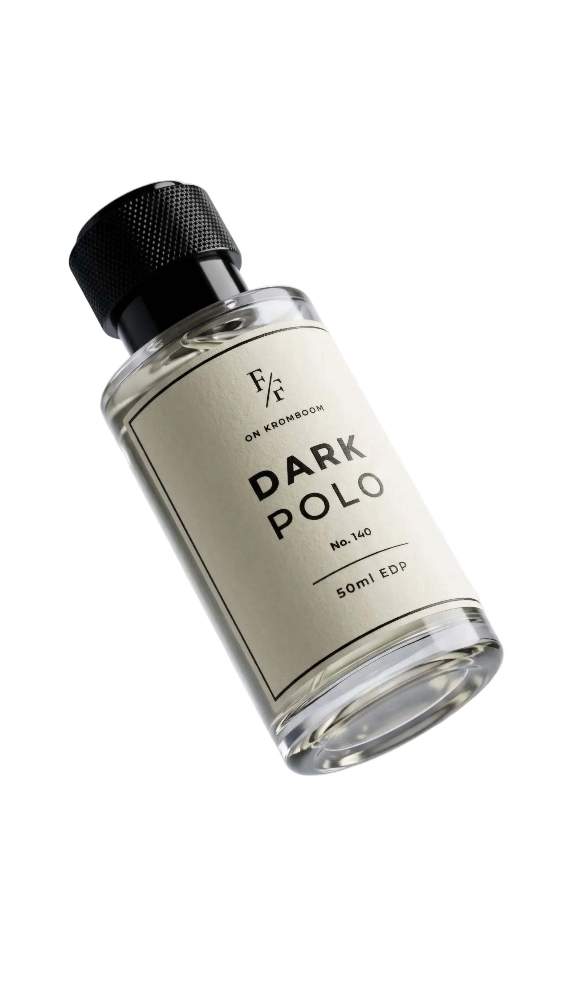 Bottle of 'Dark Polo' on a light gray background
