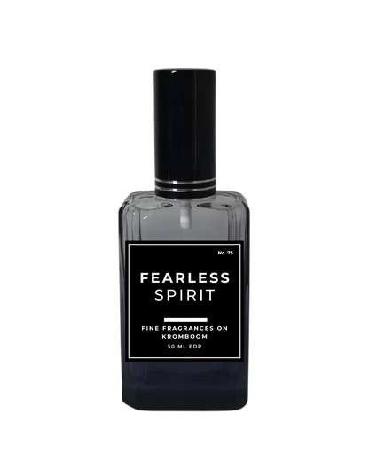 Perfume bottle labeled 'Fearless Spirit' on a white background by Fine Fragrances on Kromboom