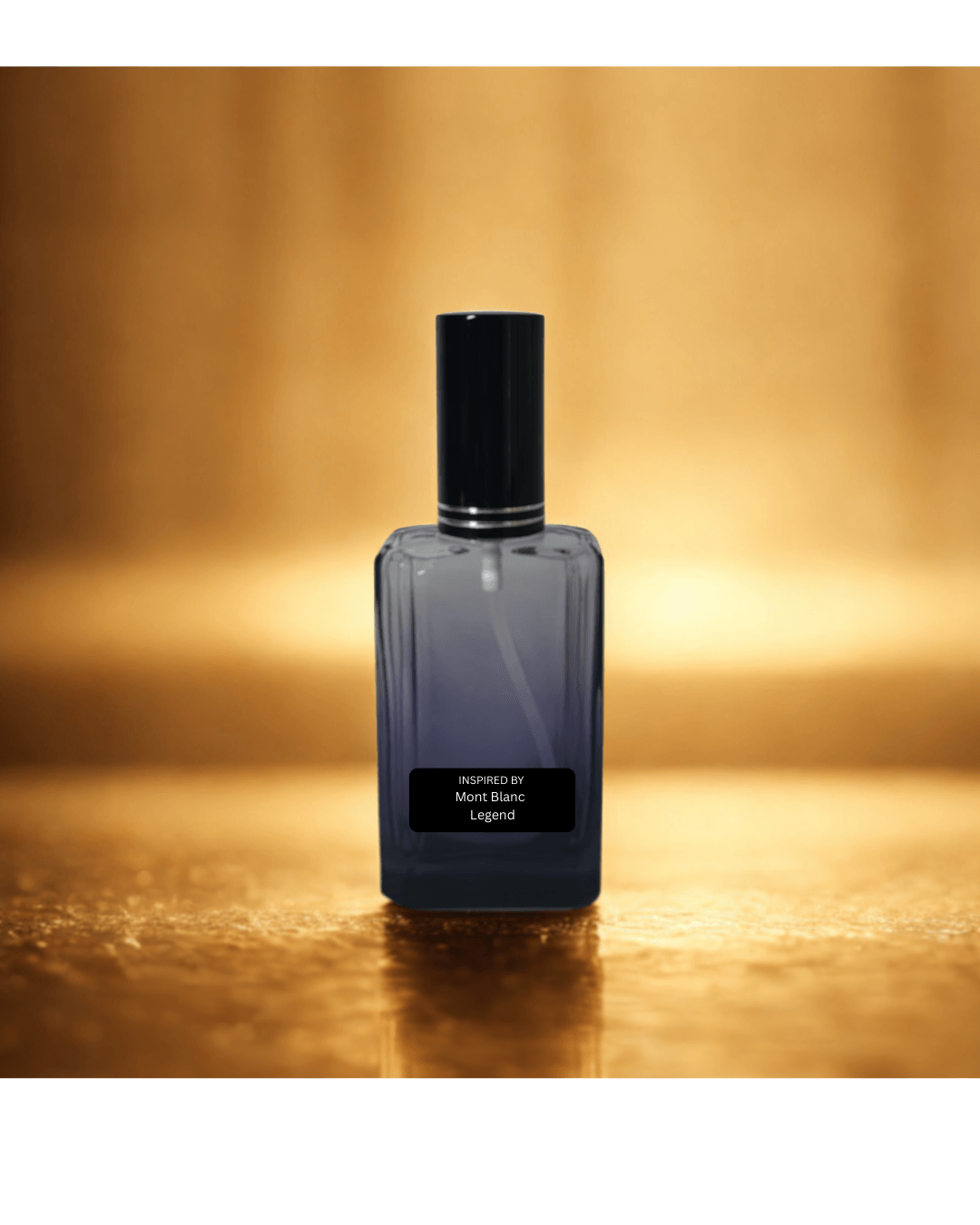 Fresh woody men’s perfume bottle – confident masculine scent by Fine Fragrances on Kromboom on a reflective gold surface