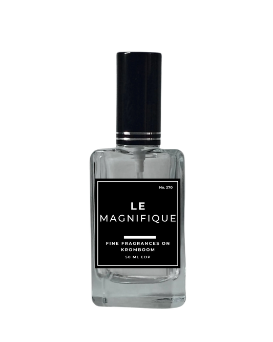 Perfume bottle labeled 'Le Magnifique' on a white background